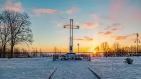 Wschód słońca nad jeziorem Niegocin, krzyż św. Brunona - zdjęcie 7