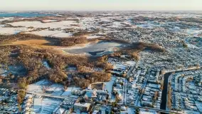 Wschód słońca nad Giżyckiem i jeziorami Niegocin i Kisajno z drona - zdjęcie 14