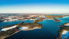 Wschód słońca nad Giżyckiem i jeziorami Niegocin i Kisajno z drona - zdjęcie 6