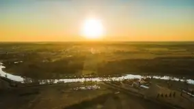 Zachód słońca nad Piszem i jeziorem Roś z drona - zdjęcie 18