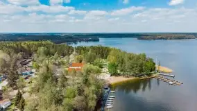 Jezioro Bełdany i miejscowość Kamień z drona, wiosna 2020 - zdjęcie 3