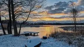 Zachód słońca nad jeziorem Duże Wilkasy, luty 2023 - zdjęcie 18