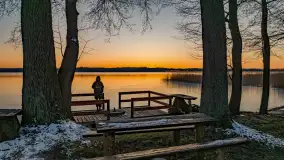 Zachód słońca nad jeziorem Mamry, luty 2023 r. - zdjęcie 18