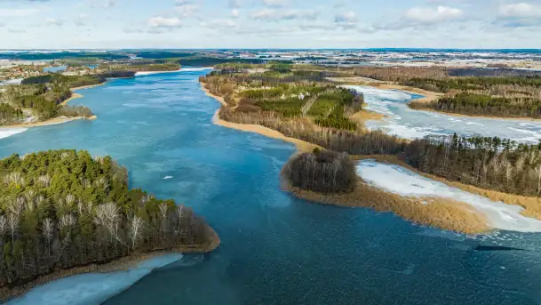 Wyspa Wydmińska i jezioro Wydmińskie, końcówka zimy 2023 r.