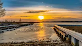 Zachód słońca nad jeziorem Mamry, plaża miejska w Węgorzewie - zdjęcie 14