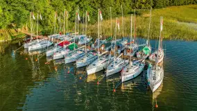 Wschód słońca nad jeziorem Mamry, Stanica Wodna Kietlice, sierpień 2023 r. - zdjęcie 4