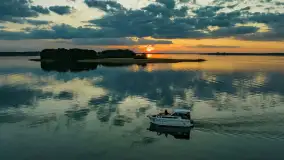 Zachód słońca, jezioro Dargin i wyspa Poganckie Kępy - zdjęcie 24