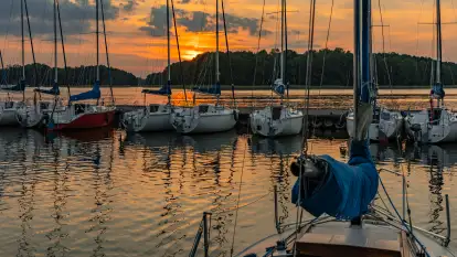 Zachód słońca nad jeziorem Kisajno, wrzesień 2023 r.