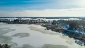 Dziewiszewo i jezioro Dziewiszewskie z lotu ptaka, styczeń 2024 r. - zdjęcie 22
