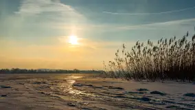 Jezioro Tajty i wieś Wrony przed zachodem słońca, styczeń 2024 r. - zdjęcie 1