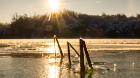 Zimowa rzeka Dajna niedaleko Wilkowa, styczeń 2024 r. - zdjęcie 24