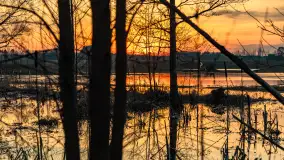 Mazurski zachód słońca odbity w rozlewiskach, luty 2024 r. - zdjęcie 13