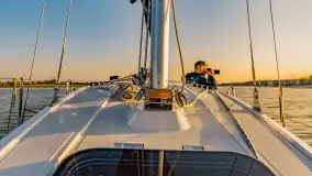 Zachód słońca nad jeziorem Ryńskim z pokładu żaglówki, czerwiec 2024 r. - zdjęcie 14