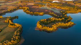 Jezioro Iławki z lotu ptaka o wschodzie słońca, październik 2024 r. - zdjęcie 27