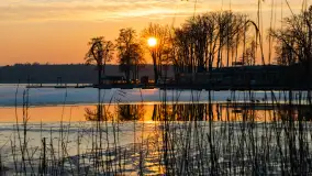 Zachód słońca nad zatoką Tracz, jezioro Kisajno, Giżycko - zdjęcie 1