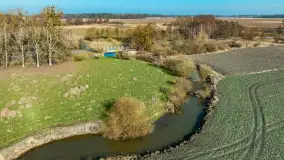 Rzeki Guber i Sajna na zdjęciach z drona, marzec 2025 r. - zdjęcie 13