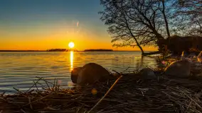 Zachód nad jeziorem Śniardwy, Szeroki Ostrów, marzec 2025 r. - zdjęcie 29