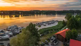 Zachód słońca nad jeziorem Bocznym, Rydzewo z lotu ptaka, lipiec 2025 r. - zdjęcie 6