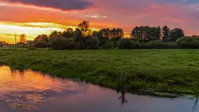 Zachód słońca nad rzeką Gołdapa w Baniach Mazurskich, lipiec 2025 r. - zdjęcie 20