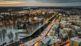 Giżycko pod koniec dnia z drona, styczeń 2026 r. - zdjęcie 16