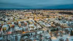 Giżycko pod koniec dnia z drona, styczeń 2026 r. - zdjęcie 24