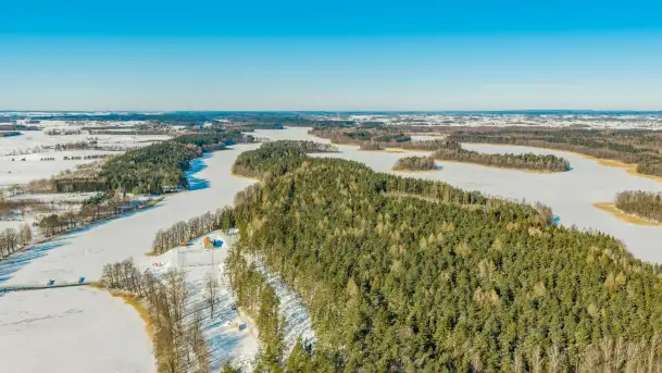 Wydminy i jezioro Wydmińskie z lotu ptaka, luty 2026 r.