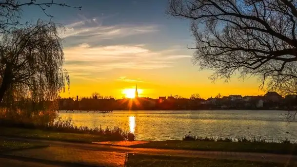 Grudniowy zachód słońca w Kętrzynie, 2020