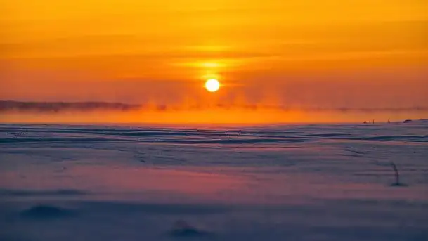 Zimowy wschód słońca nad jeziorem Dargin i... -27 stopni - zdjęcie 10