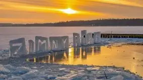 Zachód słońca w Giżycku nad jeziorem Niegocin 02.2021 - zdjęcie 17