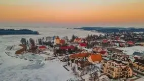 Zima i zachód słońca w porcie Tło Dla Mew - zdjęcie 7