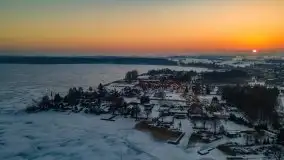 Zima i zachód słońca w porcie Tło Dla Mew - zdjęcie 32