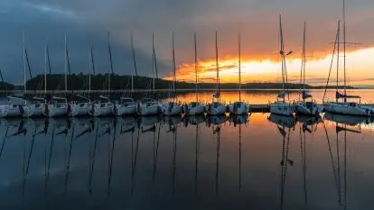 Zachód słońca nad jeziorem Kisajno