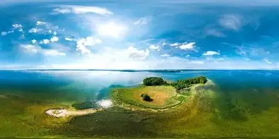 Jezioro Dargin i wyspa Poganckie Kępy